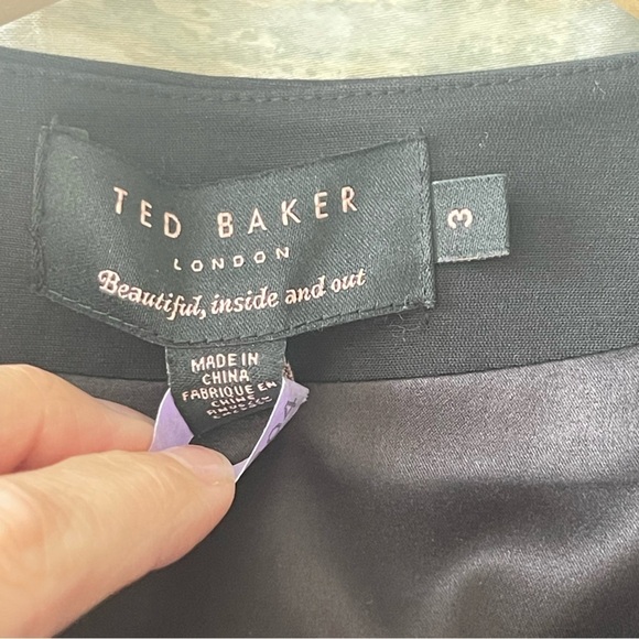 TED BAKER Black 'Jamtye' Structured Black Full 2-way Zip Dress SZ 3 = US 8 - Picture 4 of 13